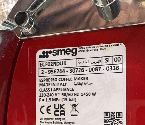 Smeg ECF02RDEU coffee maker for sale