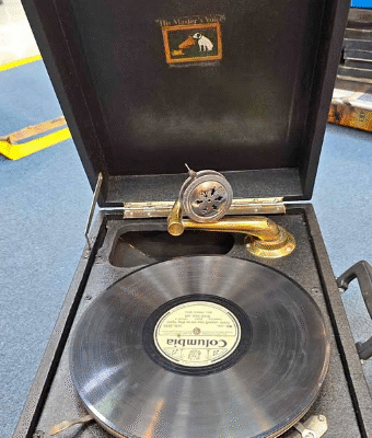 Rare real vintage black suitcase gramophone for sa
