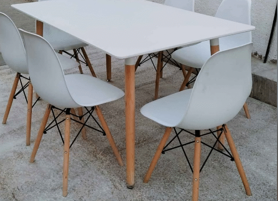 White Dining Table with Chairs For Sale