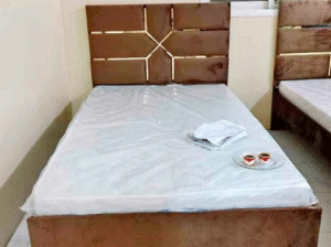 Fabric Wooden Double Bed Mettress New For Sale