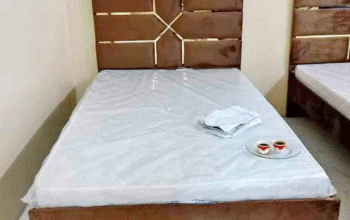 Fabric Wooden Double Bed Mettress New For Sale