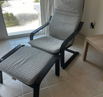POÄNG armchair with footstool for sale
