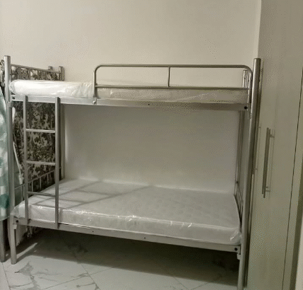 Brand new heavy-duty silver steel bunk bed for sal