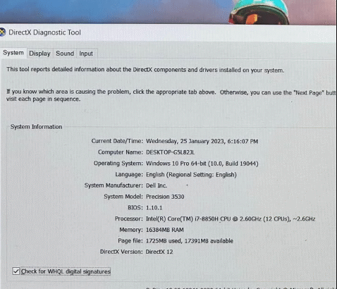 Dell Precision 3530 i7 8th Generation For Sale