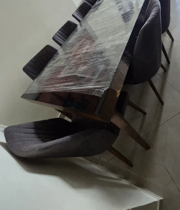 Stylish 8-Seater Dining Table with Plush Chairs Fo