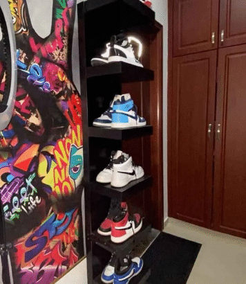 Shoe organiser with wall painting for sale