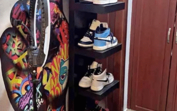 Shoe organiser with wall painting for sale