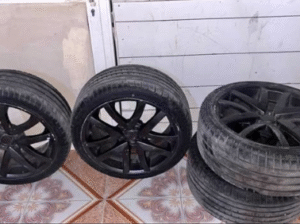 Cr8 matte black rims with brand new tyres for sale