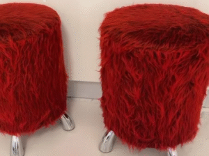 3 Fluffy red stools for sale