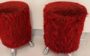 3 Fluffy red stools for sale