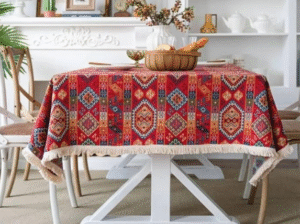 Cotton Linen Tablecloth Rectangle For Sale