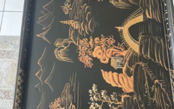 Vintage Hand-Painted Wooden Tray Table For Sale