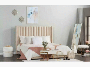 Queen Size Upholstered Bed Frame Boucle Fabric bed