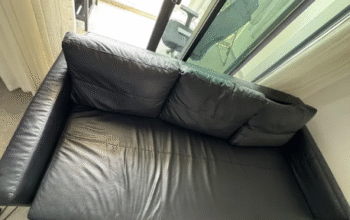 Three-seater sofa bed, all leather for sale