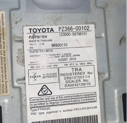 Toyota pZ366-00102 للبيع مسجل سياره