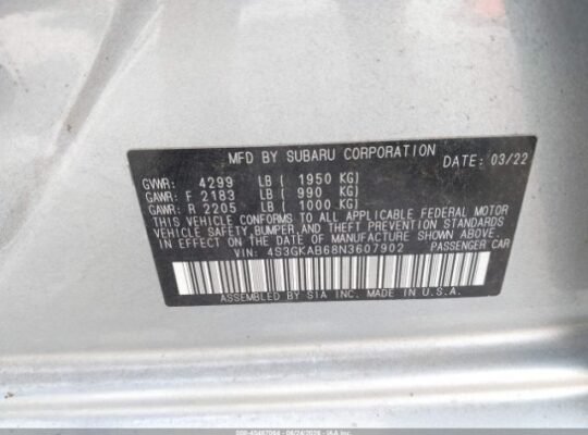SOLD – SUBARU IMPREZA BASE 2022 Auto Auction
