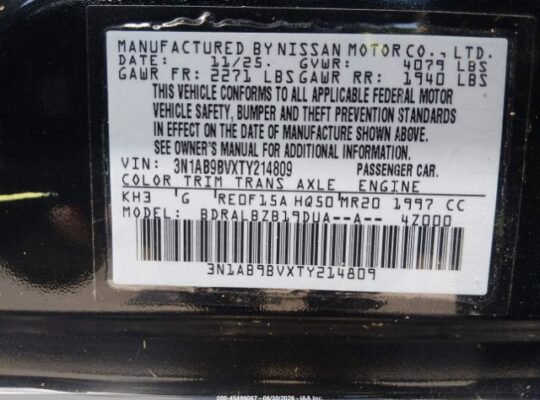SOLD – NISSAN SENTRA S 2026 Auto Auction